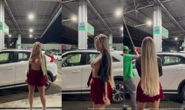 Amador da Karlyane Menezes exibindo nua em posto de gasolina