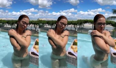 Cibelly Ferreira pelada na piscina mostrando seus peitos lindos